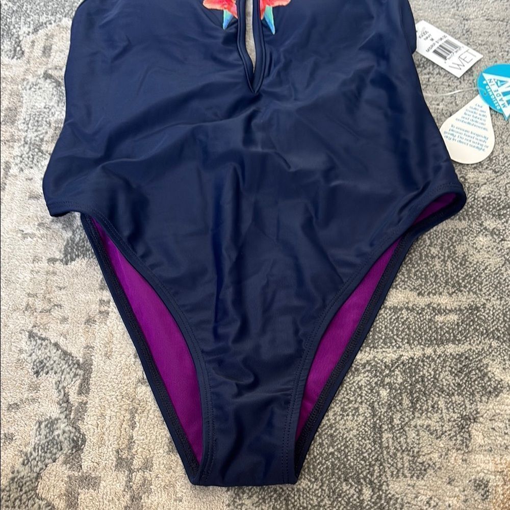 Navy Floral One-Piece Swimsuit - Picture 5 of 11